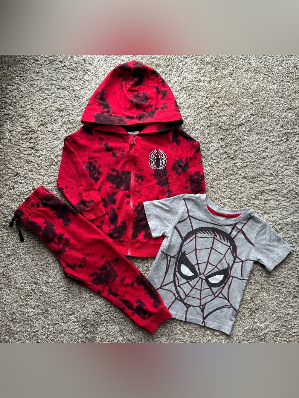 3T Marvel Spider-Man 3PC Outfit Set Hoodie Joggers Tee